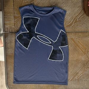 Under Armour Navy Boys' Sleeveless Athletic Tank with Large Logo